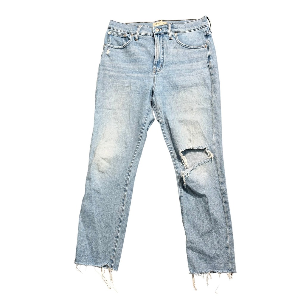 MADEWELL Women's 29 The Perfect Vintage Jean Light Wash Distressed Raw Hem
